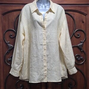Liz Claiborne Yellow Floral Linen Shirt